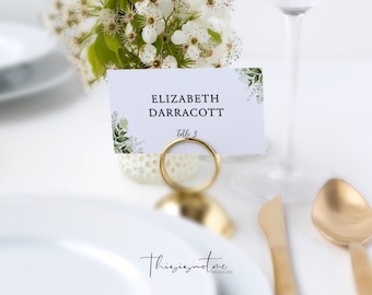 Greenery Wedding Place Card Template, Modern Place Cards, Rustic Wedding Place Cards, Printable Table Name Cards, Instant Download, DIY, RGW