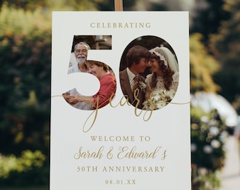 Plantilla de cartel de bienvenida para el 50.º aniversario: Collage de fotos, Bodas de oro (Descarga digital)