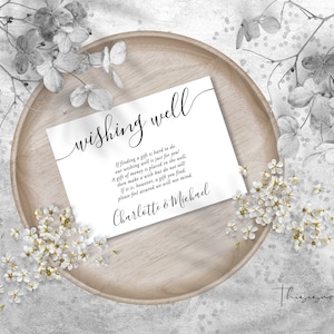 SIGNATURE Minimalist Enclosure Card Template, Wishing Well Insert Card Printable Details Card, Editable Wedding Insert Card Instant Download