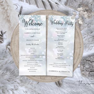 Snowflake Wedding Program Template: Winter Wonderland Printable (Digital Download)