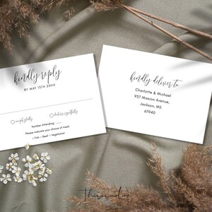 Simple Elegant Wedding Response Card, Minimalist RSVP Postcard, Printable RSVP Card, Wedding Reply Card Wedding Insert Editable Template, M1