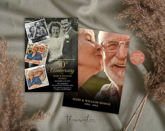 50th Wedding Anniversary Invitation Template, Any Anniversary Year, Photo Collage, Surprise Party, Instant Download, Printable, Modern, PC50