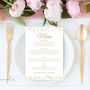 Modern Wedding Menu Template, Gold Wedding Menu, Wedding Anniversary Menu Template, Editable Wedding Menu, Printable Wedding Menu, DIY, GD50