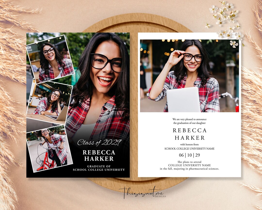Modern 5-photo Graduation Announcement Template: High School, College ...