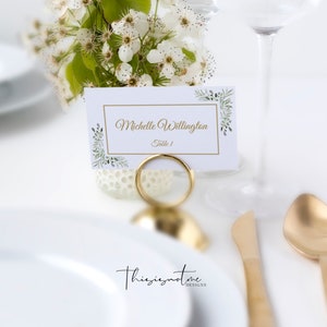 Rustic Boho Wedding Place Cards, Greenery Wedding Place Card Template, Editable Place Cards Printable Table Name Cards Instant Download WG50