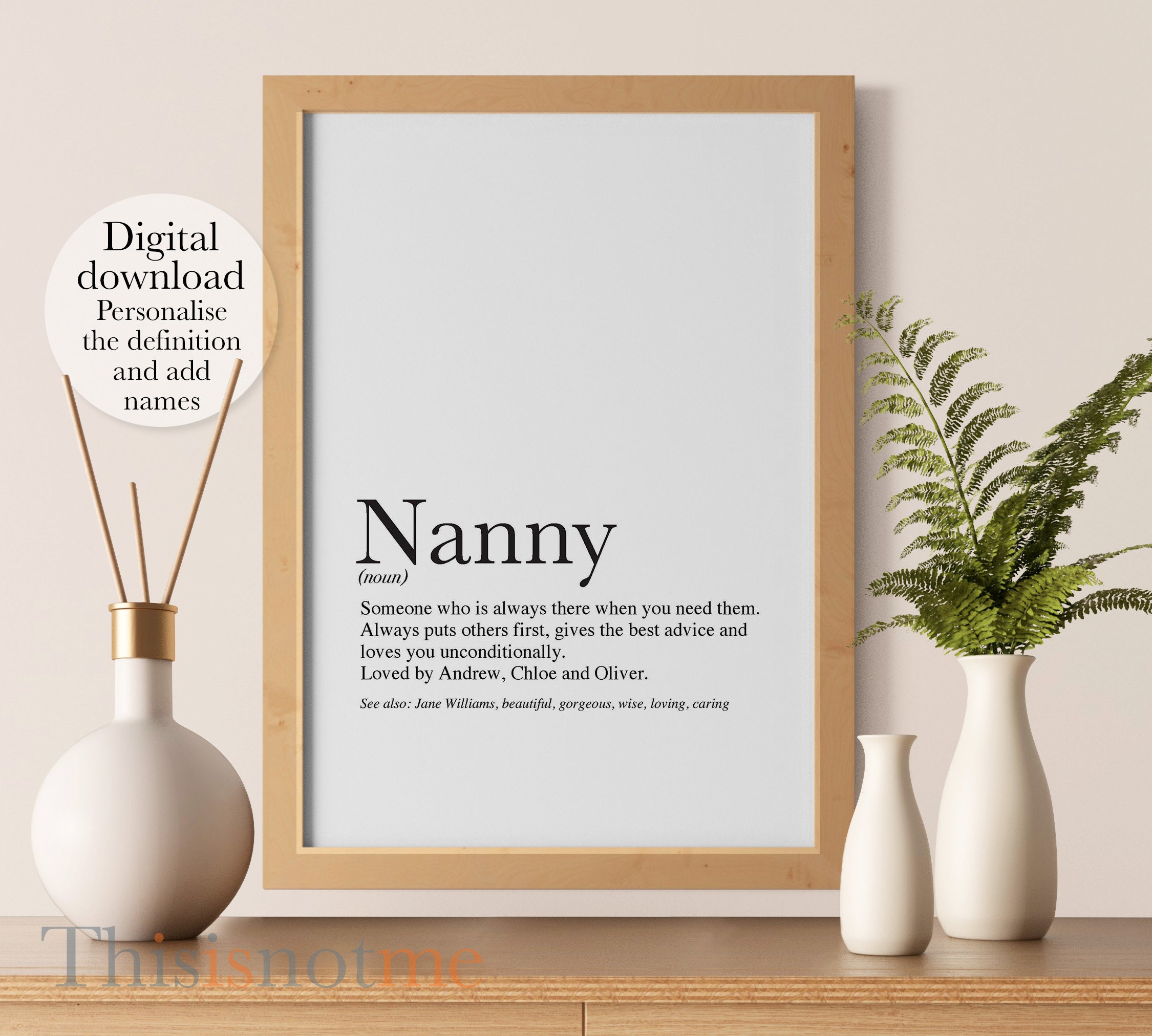 World's Best Ever Nanny Definition Printable Modern Etsy