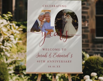 Ruby Wedding 40th Anniversary Welcome Sign: Photo Display (Digital Download Printable)