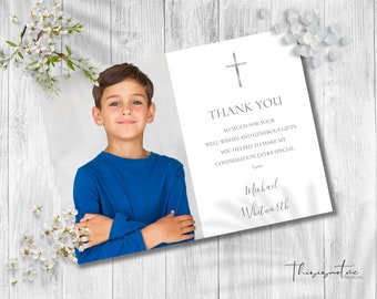 Confirmation Thank You Card Template, Photo Thank You Note Template, Editable, Confirmation Thank You Card Printable, Instant Download, SIGC