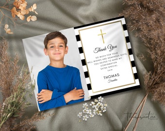 Confirmation Thank You Card Template, Editable, ConfirmationThank You Card Printable, Photo Thank You Note Template, Instant Download, CSC