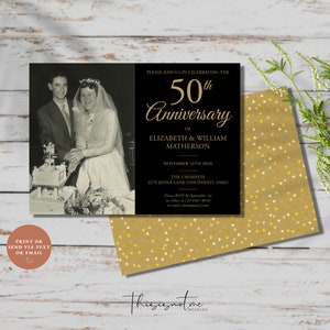 50th Wedding Anniversary Photo Invitation Template, Surprise Party Invitation, Editable Any Year Invite, Vow Renewal Invite Template, WP50
