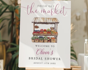 Fresh Off The Market Bridal Shower Welcome Sign Template (Digital Download, Editable)