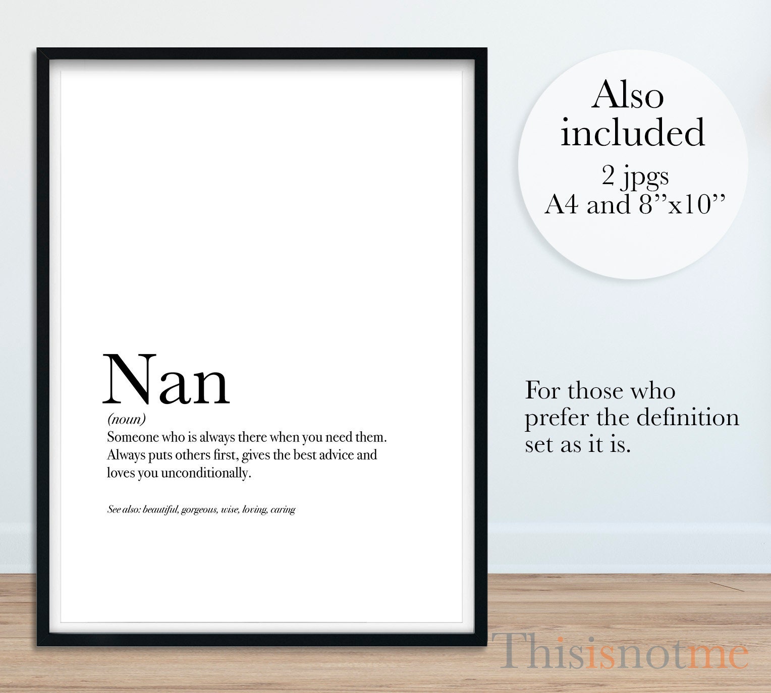 World's Best Ever Nan Definition Printable Modern Minimal Etsy