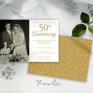 50th Golden Wedding Anniversary Photo Invitation Template, Surprise Party Any Year Instant Download Editable Printable, Vow Renewal, WP50