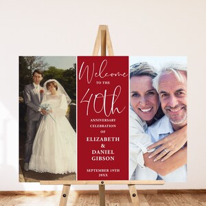 40th Anniversary Welcome Sign Template Editable Printable Photo Ruby ...