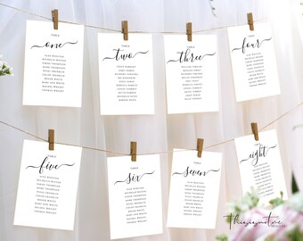 SIGNATURE Wedding Seating Cards, Modern Wedding Seating Card, Minimalist Wedding Seating Chart, Table Seating Chart Cards, Editable Template