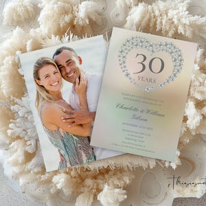 Uitnodiging 30e verjaardag, gelofte verlenging uitnodiging sjabloon, Pearl Wedding Photo Invite, bewerkbare afdrukbare, Instant Download