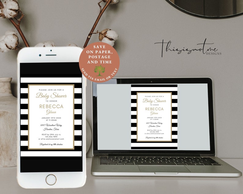 Modern Gender Neutral Baby Shower Invitation Template (Digital Download) 画像 7