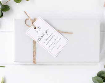 Elegant Monogram Wedding Favor Tag Template: Printable Gift Tag (Instant Download)