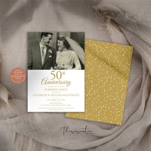 50th Anniversary Photo Invitation Template: Golden Wedding Invite (Digital Download Printable, Editable) WP50