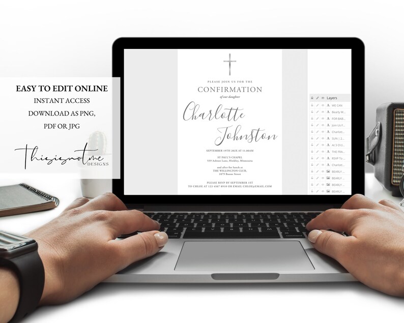 Confirmation Invitation Template: Modern Minimalist Calligraphy Script ...