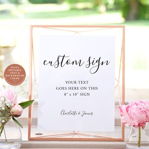 SIGNATURE 8x10 Minimalist Wedding Sign Template, Editable Custom Sign, Modern Wedding Signage, Printable Party Signs, Instant Download