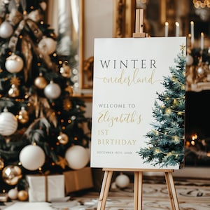 Winter Onederland Welcome Sign: Rustic Christmas 1st Birthday (Digital Download)