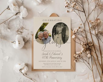 Invito per il 60° anniversario di matrimonio: foto di diamanti (modello digitale da scaricare 5x7")