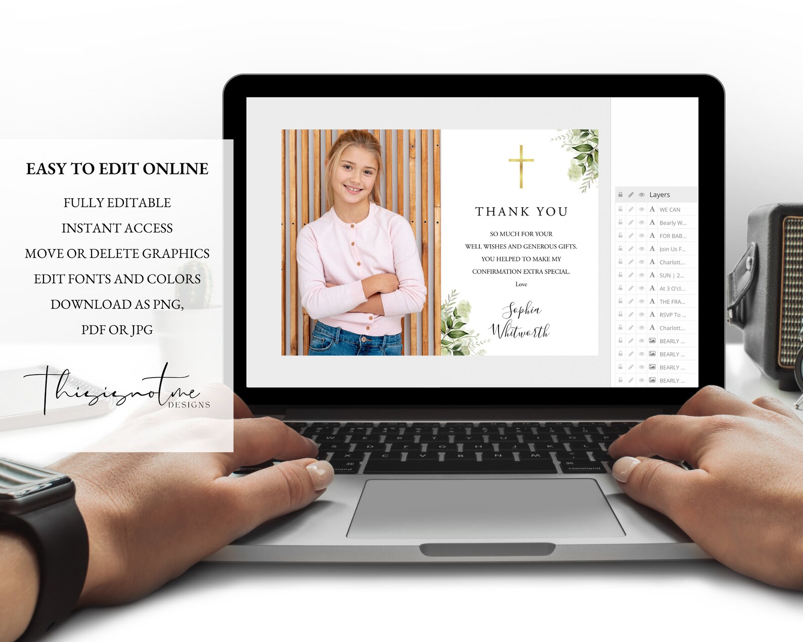 Greenery Confirmation Thank You Card Template: Photo Note (digital ...