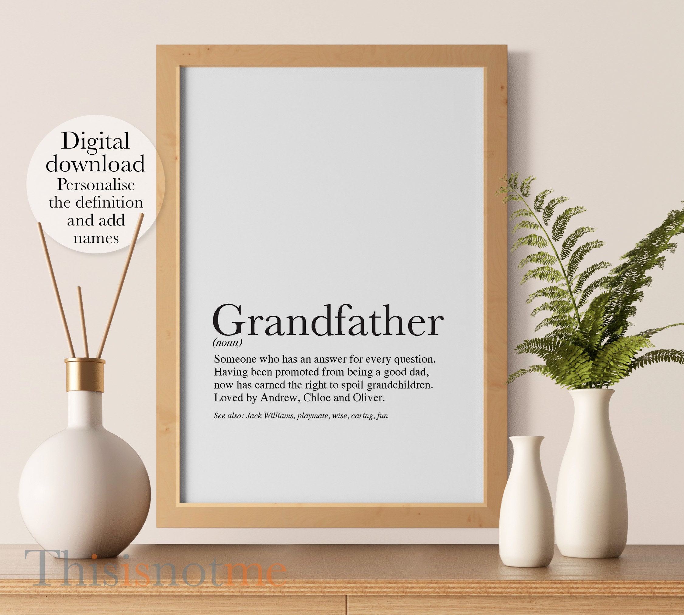 World's Best Ever Grandfather Definition Printable Modern Etsy