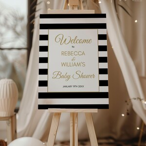 Schwarz und Gold Gender Neutral Baby Shower Willkommensschild Vorlage: Bearbeitbares Poster (Digitaler Download) Bild 3