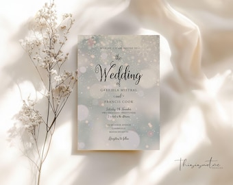 Winter Snowflakes Wedding Invitation Template, Instant Download Printable Editable Text Elegant Modern Invite, Christmas Holidays DIY, Corjl
