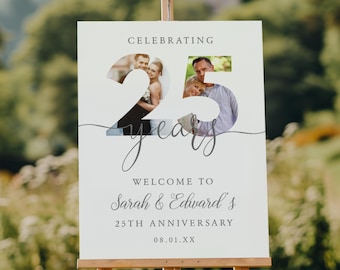 25th Wedding Anniversary Welcome Sign, Photo Anniversary Welcome