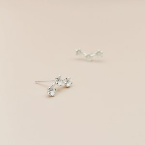 925 Silver Floral Trio Stud, Minimalist Design Earring Stud, Dainty Flowers Earring Studs, Simple Floral Studs