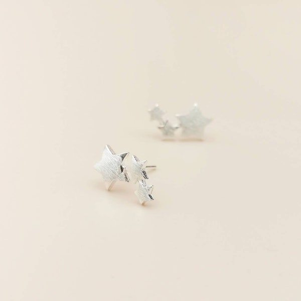 925 Silver Star Design Studs, Minimalist Design Earring Stud, Dainty Stars Earring Studs, Simple Shape Studs, One Pair