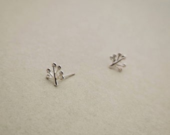 Little Tree Stud Earrings in Sterling SIlver, Delicate Silver Tree Earrings
