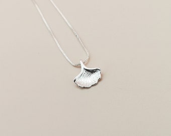 Dainty Ginkgo Leaf Necklace, Sterling Silver, Simple Everyday Necklace