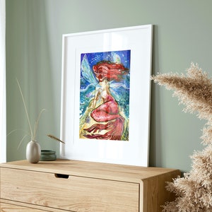 Fairycore Art Prints - zeemeermin extra grote muurkunst / Mermay grillige muurkunst / Fantasy aquarelverf