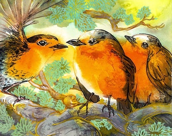 Whimsy Robin Whimsical Robin Art - Etsy