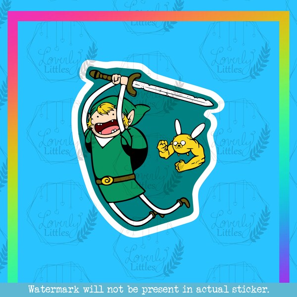 The Legend of Finn the Human 3 inch Waterproof Sticker | Funny Cute Adventure Time Zelda Vinyl Decal for Water Bottle, Laptop, Notebook, etc