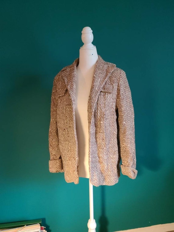 70s tweed blazer, size small, 70s beige and orange