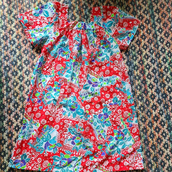 Vintage house dress, size L, XL, vintage dress, vintage hawaiian dress, mumu, kaftan, housedress, nightgown, cover up, floral, caftan