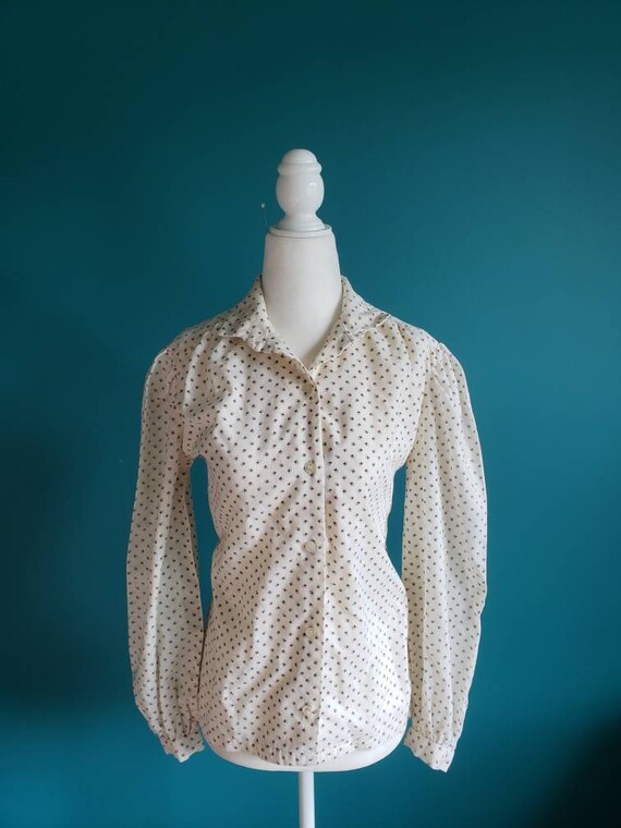 Vintage Jessica/'s Gunnies Cream Button Down Victorian Prairie Blouse