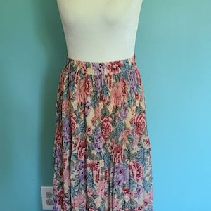 90s sheer cottagecore skirt, boho, hippie, vintage skirt, size medium, floral, boho midi skirt, vintage midi skirt, broomstick skirt,