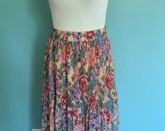 90s sheer cottagecore skirt, boho, hippie, vintage skirt, size medium, floral, boho midi skirt, vintage midi skirt, broomstick skirt,