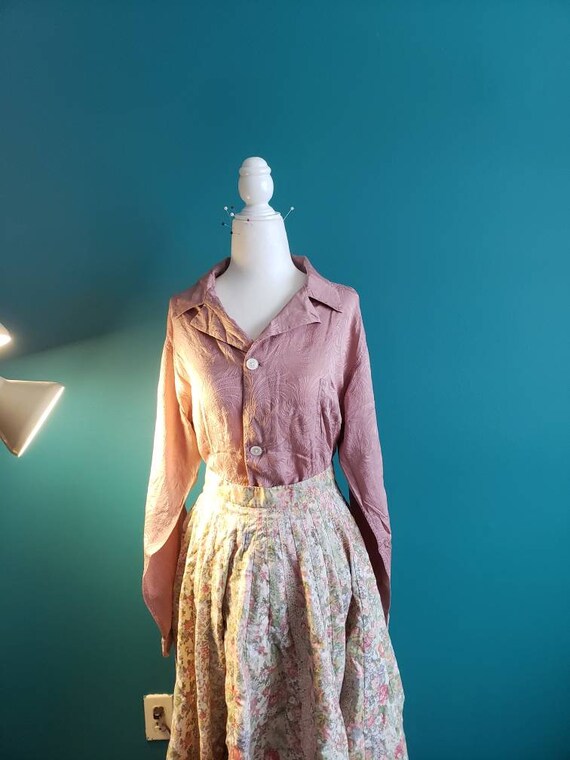 1940s silk top, 1950s silk blouse, vintage silk sh