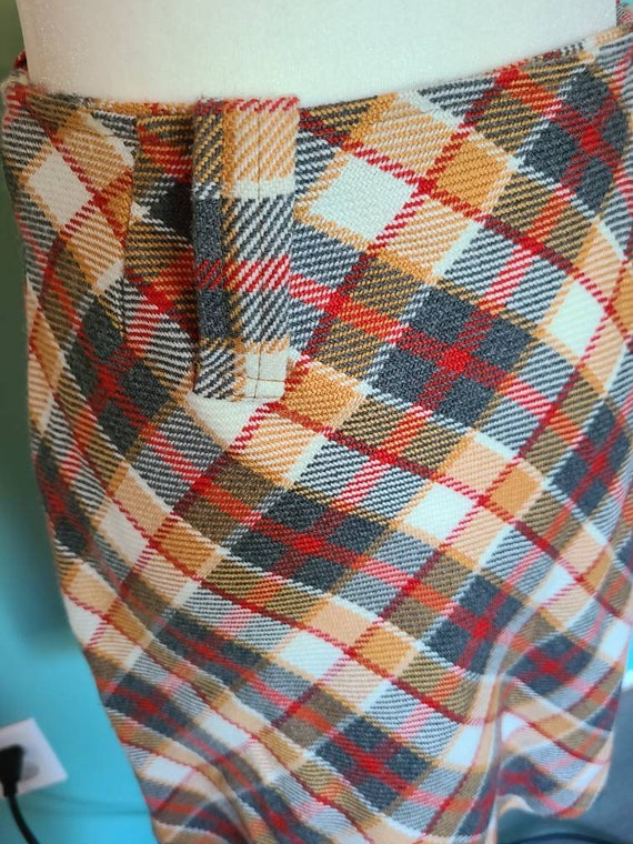 Vintage 1970s retro plaid mini skirt, 70s mini sk… - image 2