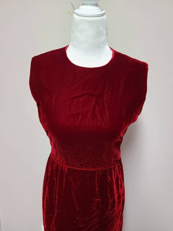 Size small / Vintage dress, red velvet, cocktail … - image 2