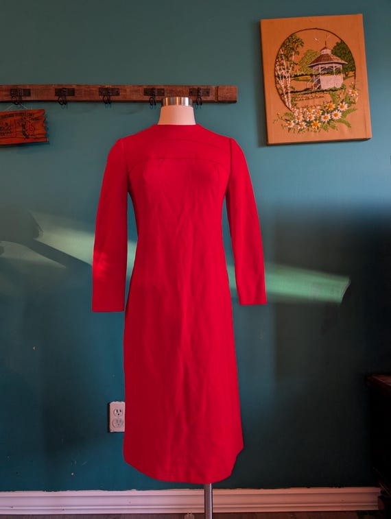 Women's Vintage Dress Red Sheath Dress Long Sleeve Size Medium - Etsy
