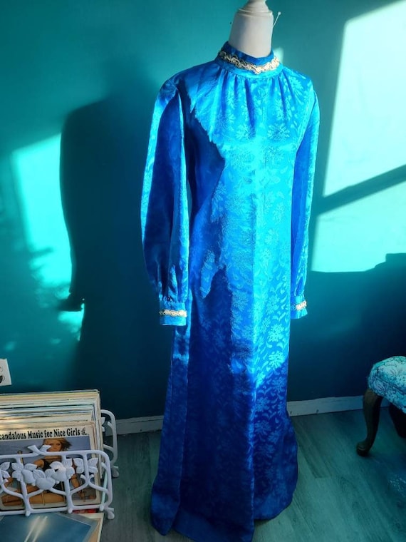 jewel tone maxi dress XS 70s Jewel Tone Velvet & Plaid Maxi Dress