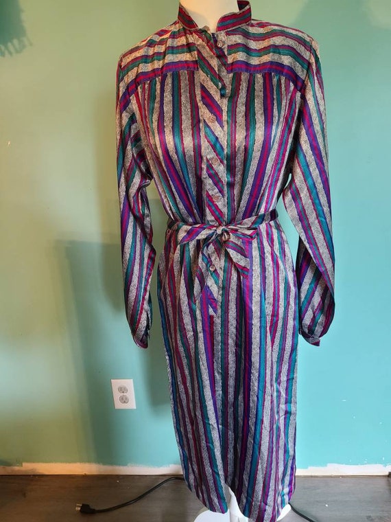 Volup vintage mixed print dress, 70s shirt dress,… - image 2